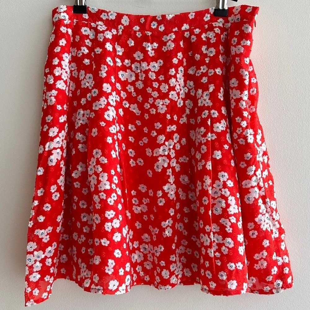 Banana Republic Floral Mini Skater Skirt, Red/White, Size 4, NWT